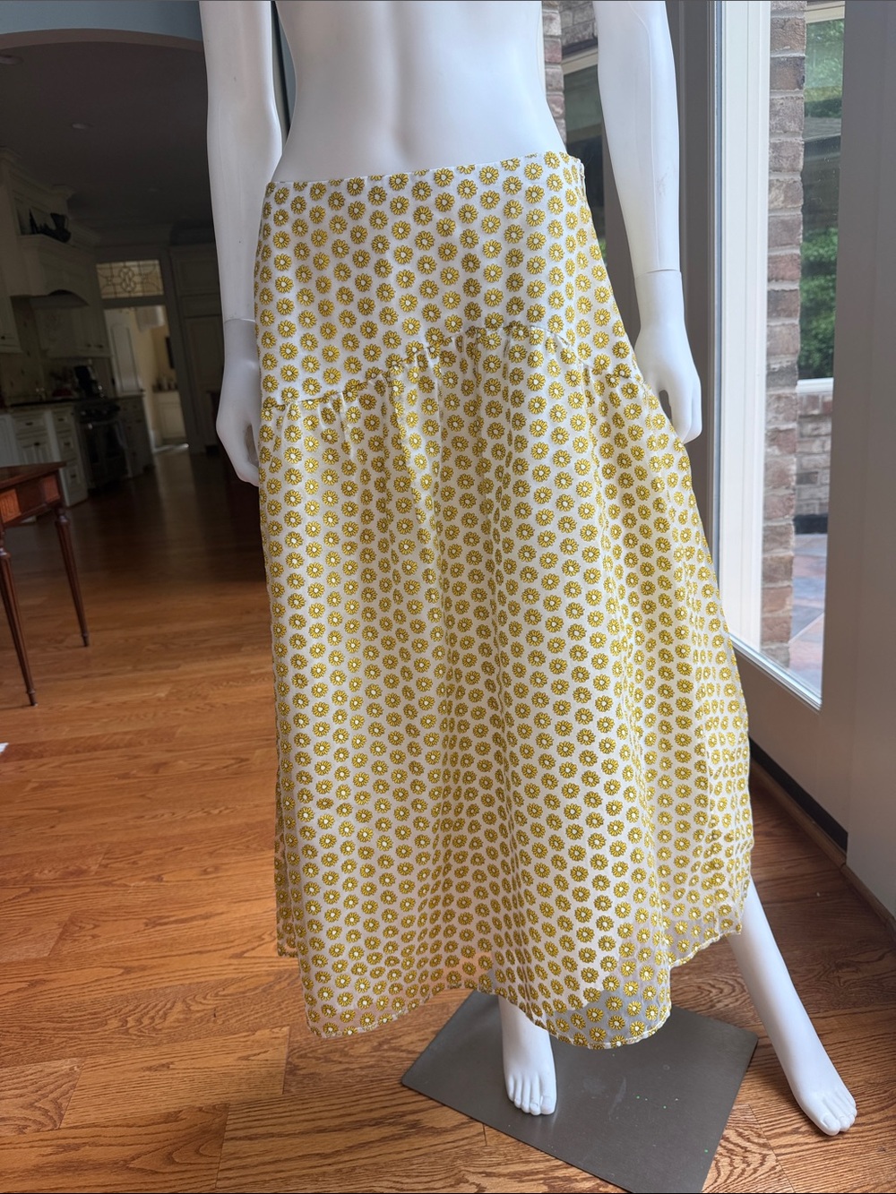Topshop Yellow Floral Print Maxi Skirt